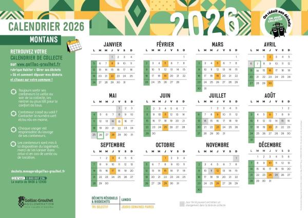 CALENDRIER COLLECTE TRI SELECTIF ET DECHETS MENAGERS